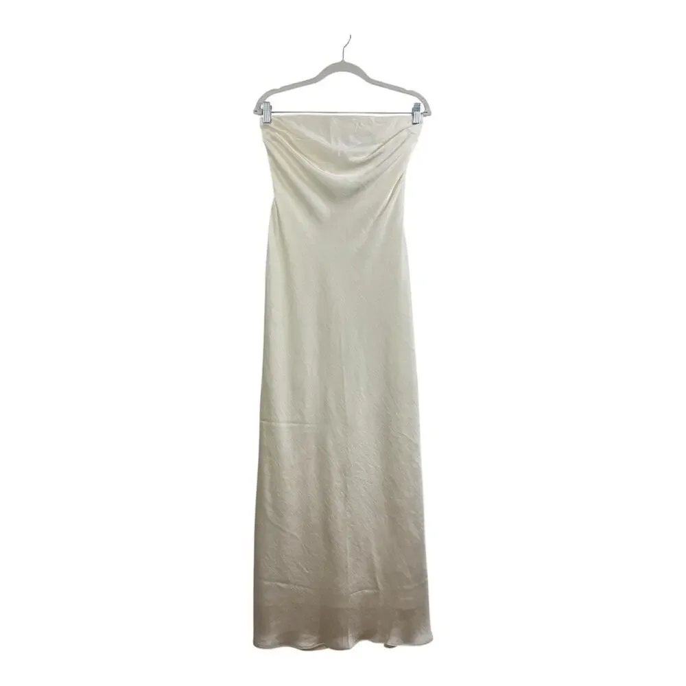 NWT Abercrombie & Fitch Satin Maxi Slip Dress Small Ivory Detachable Straps